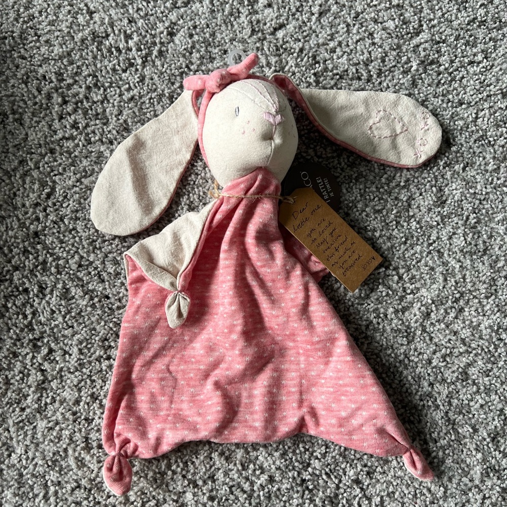 Demdaco Pink Bunny Plush with Polka Dots
